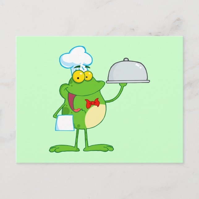 Grog Frogs Amphibian Funny Chef Tecknad Animal Vykort (Framsida)