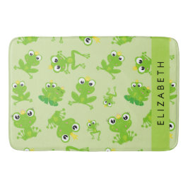 Grog Mönster, Grönt Frogs, Frog Prince, ditt namn Badrumsmatta