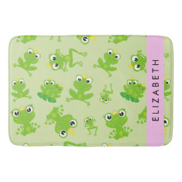 Grog Mönster, Grönt Frogs, Frog Prince, ditt namn Badrumsmatta