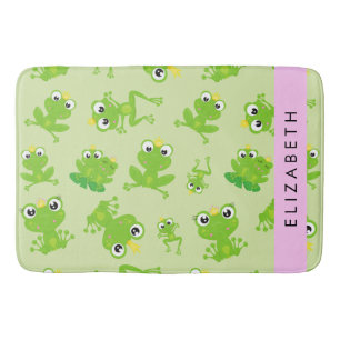 Grog Mönster, Grönt Frogs, Frog Prince, ditt namn Badrumsmatta