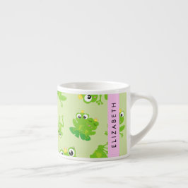 Grog Mönster, Grönt Frogs, Frog Prince, ditt namn Espressomugg