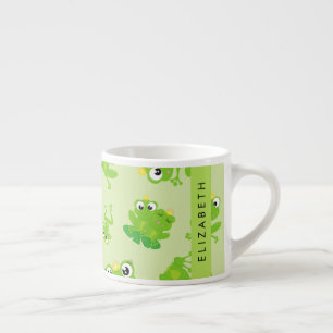 Grog Mönster, Grönt Frogs, Frog Prince, ditt namn Espressomugg