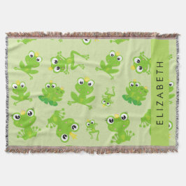 Grog Mönster, Grönt Frogs, Frog Prince, ditt namn Filt