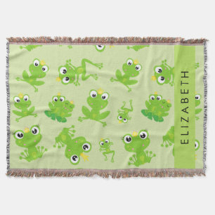 Grog Mönster, Grönt Frogs, Frog Prince, ditt namn Filt