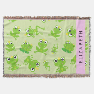 Grog Mönster, Grönt Frogs, Frog Prince, ditt namn Filt