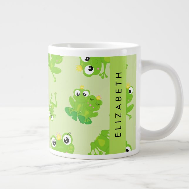 Grog Mönster, Grönt Frogs, Frog Prince, ditt namn Jumbo Mugg (Höger)