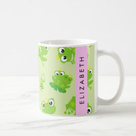 Grog Mönster, Grönt Frogs, Frog Prince, ditt namn Kaffemugg