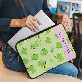 Grog Mönster, Grönt Frogs, Frog Prince, ditt namn Laptop Fodral