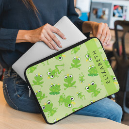 Grog Mönster, Grönt Frogs, Frog Prince, ditt namn Laptop Fodral