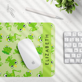 Grog Mönster, Grönt Frogs, Frog Prince, ditt namn Musmatta