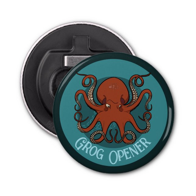 Grog Open Arg Red Octopus Tentacles Tecknad Flasköppnare (Framsidan)