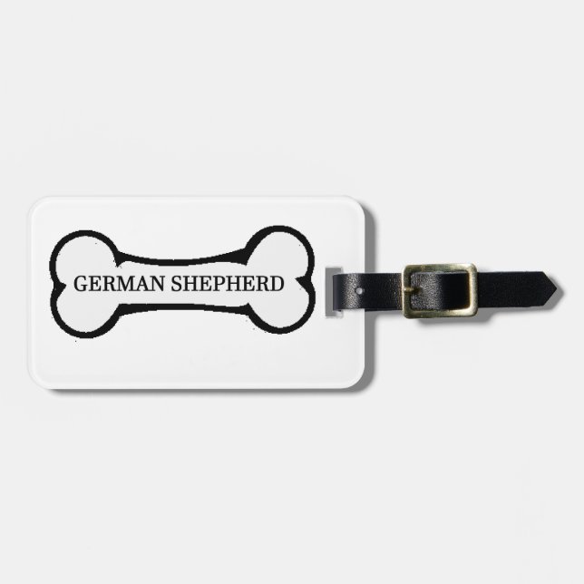 Groman shepherd hund bone.png bagagebricka (Horisontell Framsida)