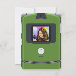Grön 2000-Flip Telefon Födelsedag Inbjudningar
