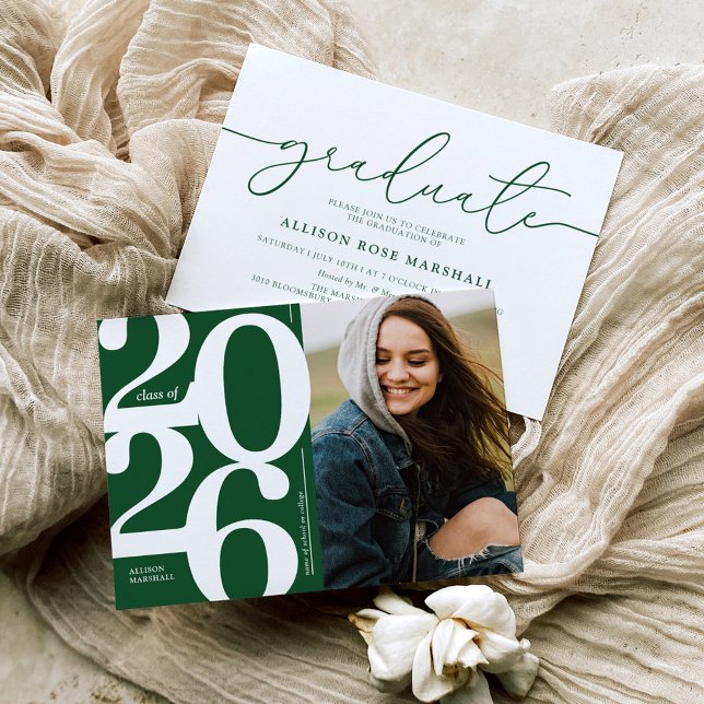 Grön 2026 Foto Examen Fest Inbjudan (Skapare uppladdad)