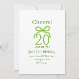 grön 20-års födelsedagsbåge vattenfärg namn fet re inbjudningar