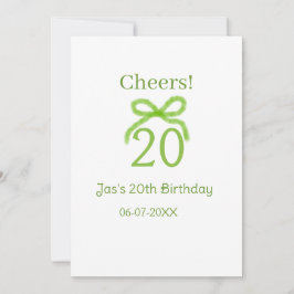 grön 20-års födelsedagsbåge vattenfärg namn fet re inbjudningar