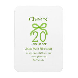 grön 20-års födelsedagsbåge vattenfärg namn fet re magnet