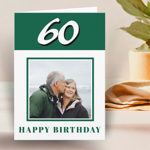 Grön 60-årsdag Anpassad Foto Personlig Kort