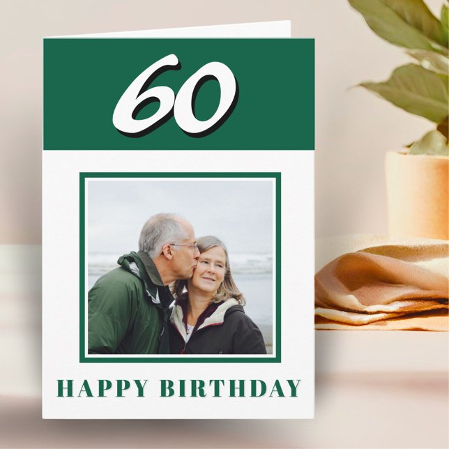Grön 60-årsdag Anpassad Foto Personlig Kort (Skapare uppladdad)