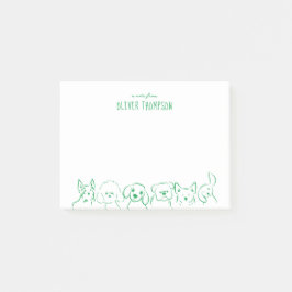 Grön A Notis Från Söt Hund Djur Skiss Noteringar Post-it Block