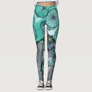 Grön abstrakt damasker leggings