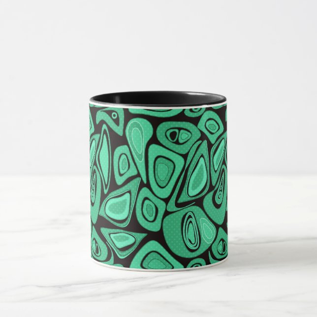 Grön, abstrakt, retro mugg (Center)