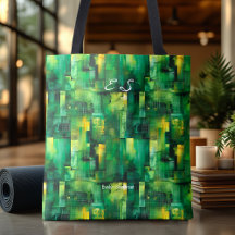 Grön Abstrakt Totebag Modern Geometrisk Mönster