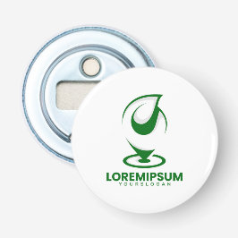 Grön abstrakt vattendroppe och glob logotyp flasköppnare