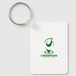 Grön abstrakt vattendroppe och glob logotyp nyckelring
