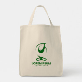Grön abstrakt vattendroppe och glob logotyp tygkasse