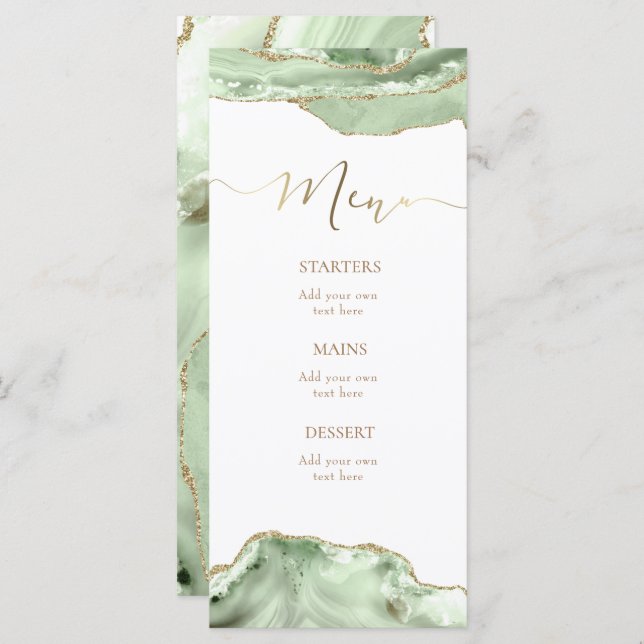 grön agat meny (Fram/baksida)