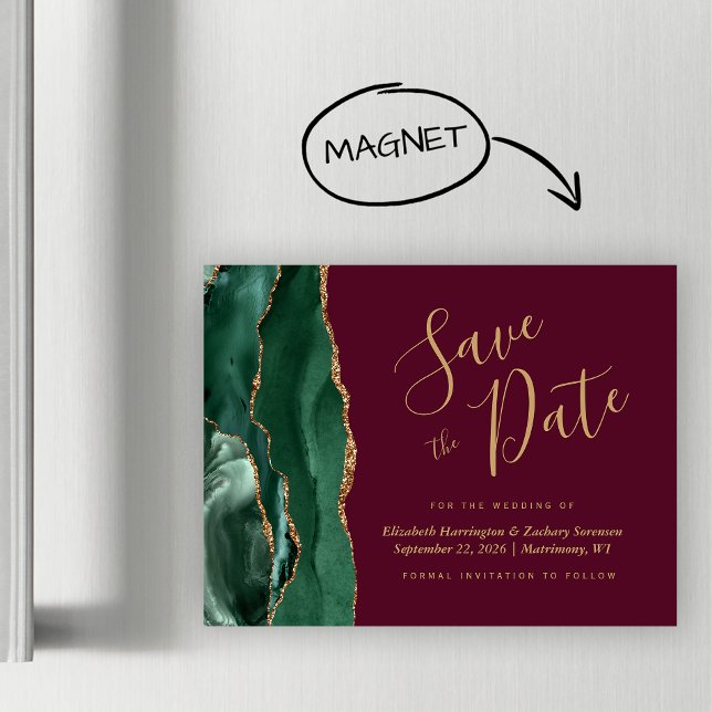 Grön Agate Burgundy Magnetisk Spara Datum (Skapare uppladdad)