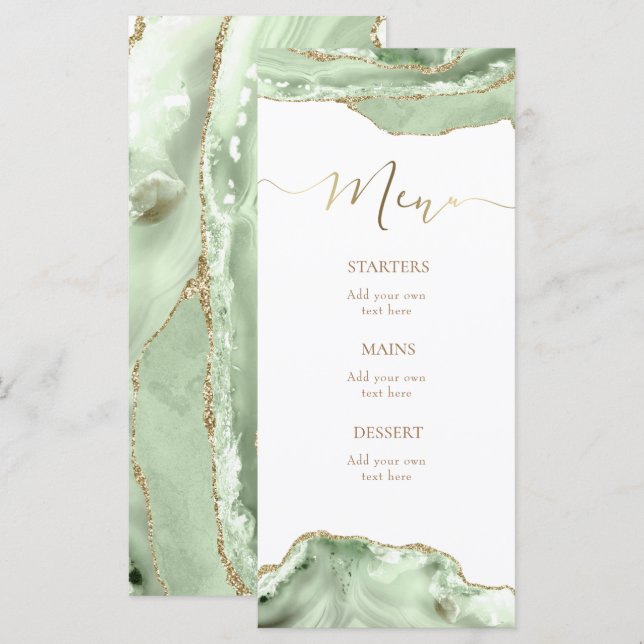 grön agatmeny meny (Fram/baksida)