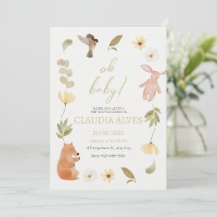 Grön akvarell baby shower som hedrar  inbjudningar