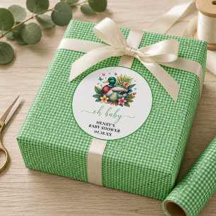 grön akvarell En Lucky Duck Pojke 1-årsdag Presentpapper