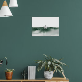 Grön akvarell Lotus Landskapsaffisch Poster