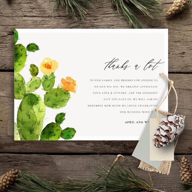 GRÖN AKVARELL ÖKEN KAKTUS BLOMMA  TACK (Skapare uppladdad)