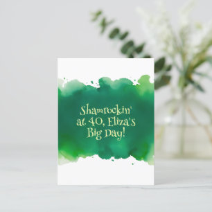 grön akvarell tvätt st patricks dag födelsedag vykort