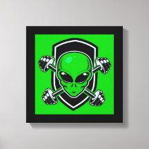 Grön Alien Gym Sträckt Canvastryck