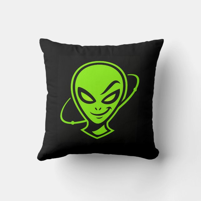 Grön Alien Lycka Till Kudde (Baksida)
