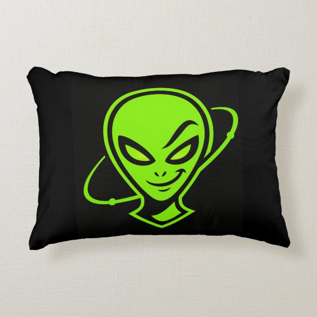 Grön Alien Lycka Till  Prydnadskudde (Framsidan)
