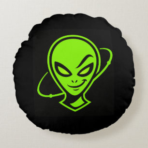 Grön Alien Lycka Till Rund Kudde