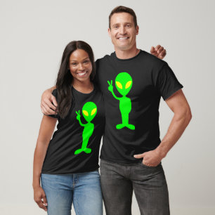 GRÖN ALIEN ROLIG FREDSTECKEN T-SHIRT T-SHIRTS