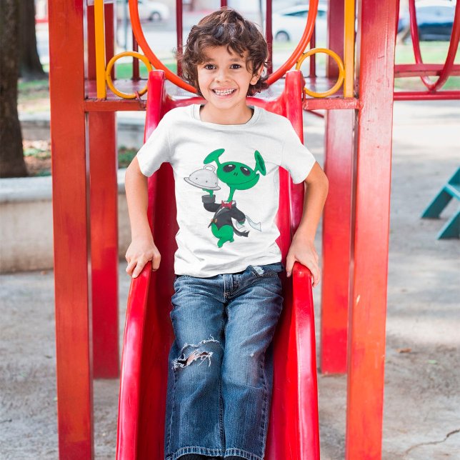 Grön Alien Servitör T-Shirt (Skapare uppladdad)