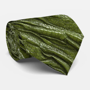 Grön Alligator Krokodil Drakorm Läder Slips