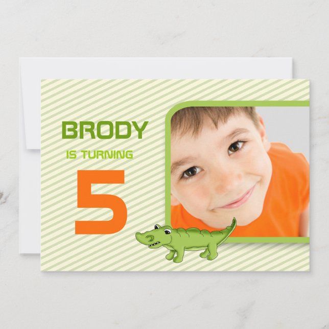 Grön alligatorinbjudan för LGC Inbjudningar (Framsida)