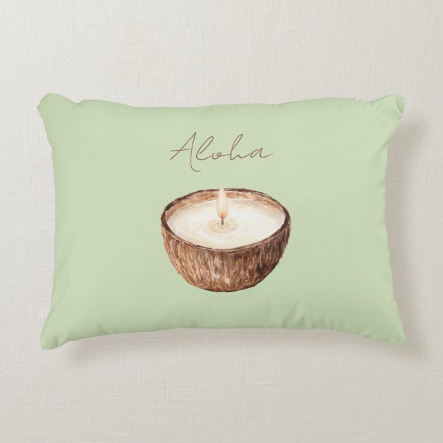 Grön Aloha Kokosljus Prydnadskudde (Framsidan)