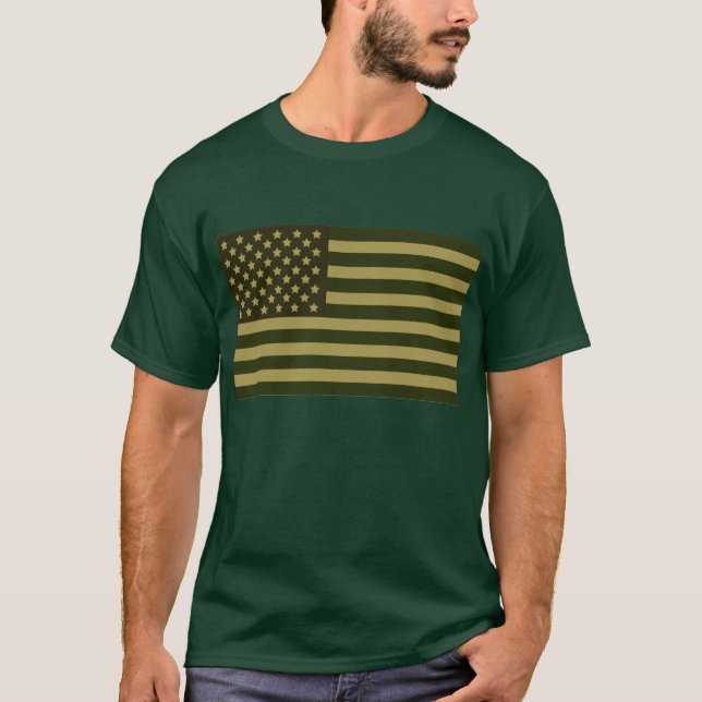 Grön amerikanska flagganskjorta tee shirt (Framsida)