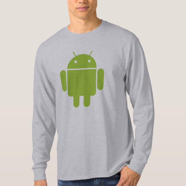 Grön AndroidlångärmadT-tröja Tee Shirt (Framsida)