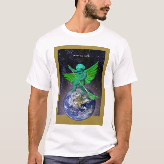Grön ängelfred på jordt-skjortan tee shirt